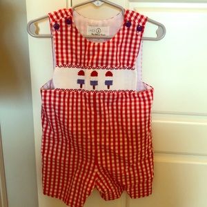 Smocked Boys Jumper- red white and blue